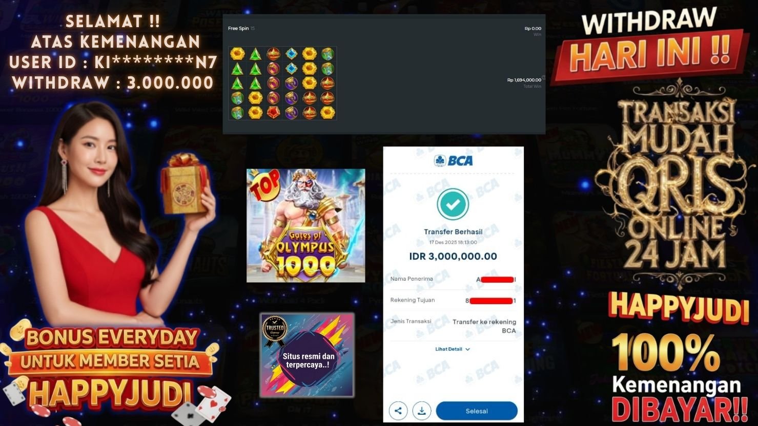 HAPPYJUDI JACKPOT SLOT GATES OF OLYMPUS 1000